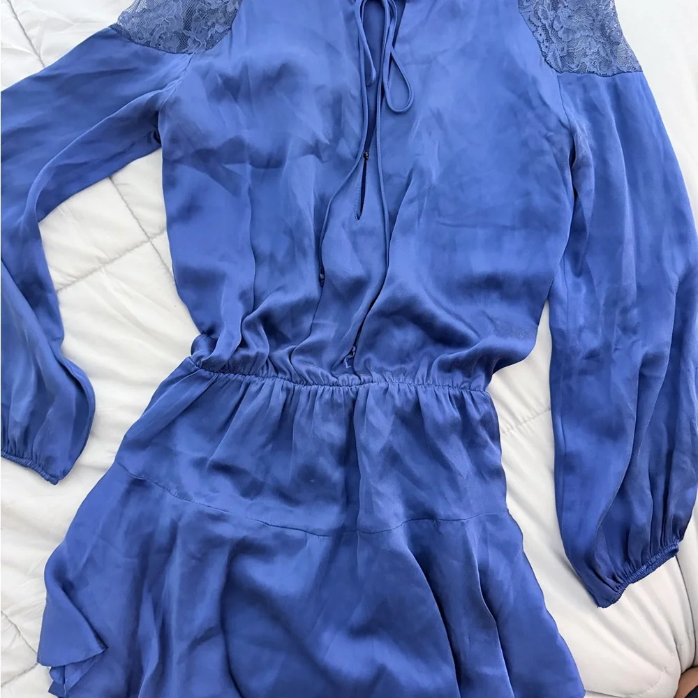 Royal Blue KARINA GRIMALDI ARIANA SILK MINI DRESS - Picture 3 of 6